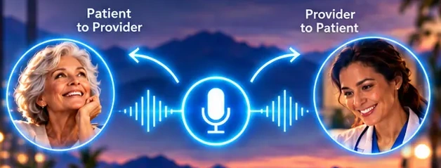 Patient to provider and provider to patient, connected through voice